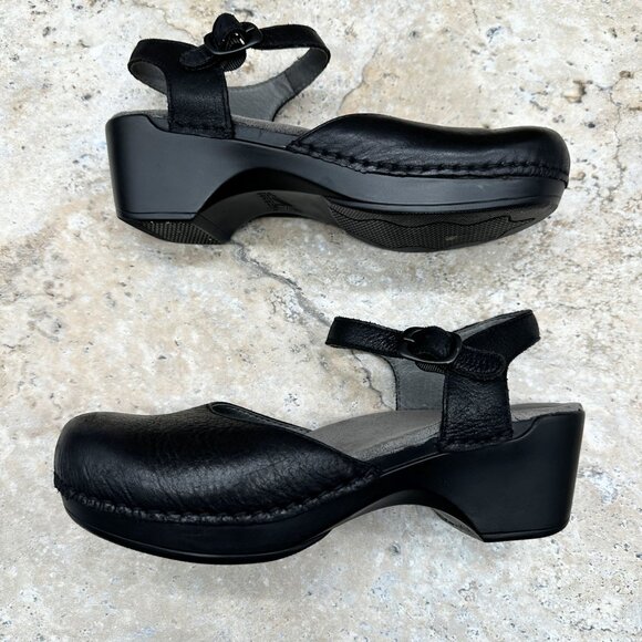Dansko Shoes Womens Size 38 US 7.5- 8 Black Leather Sam Mary Jane Buckle - Picture 4 of 10